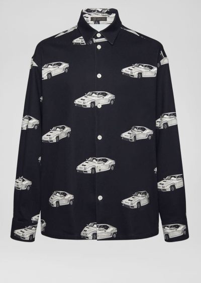 Versace Race Car Print Denim Shirt πουκαμισα ανδρικα μαυρα | Y467I24