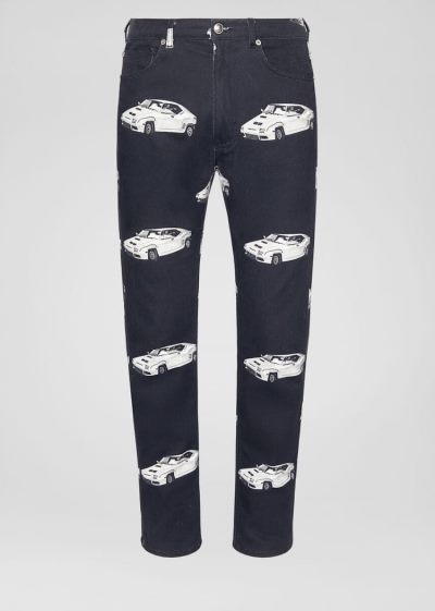 Versace Race Car Print Jeans τζιν παντελονι ανδρικα μαυρα | DFCPT95