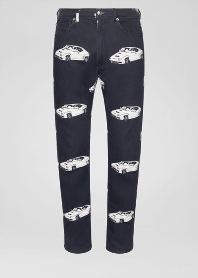 Versace Race Car Print Jeans τζιν παντελονι ανδρικα μαυρα | MEI9G8S