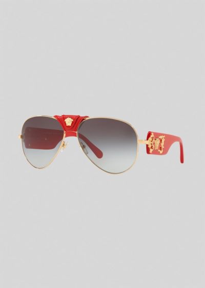 Versace Red Baroque Pilot γυαλια ηλιου ανδρικα κοκκινα | 0PWBQB5