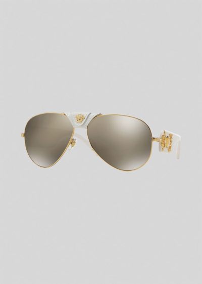 Versace Rock Icon Gold γυαλια ηλιου ανδρικα ασπρα | 9XRT6LQ