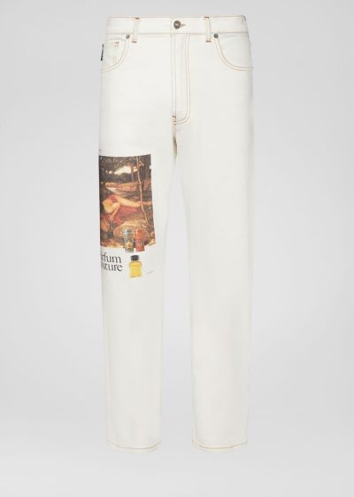 Versace Scents Patch Jeans τζιν παντελονι ανδρικα ασπρα | 6H9X5PZ