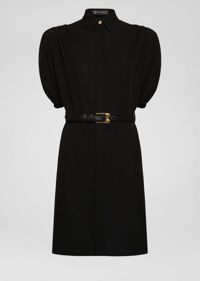 Versace Sculptural Shoulder Crêpe Shirt φορεμα φορεμα γυναικεια μαυρα | R8ULYDL