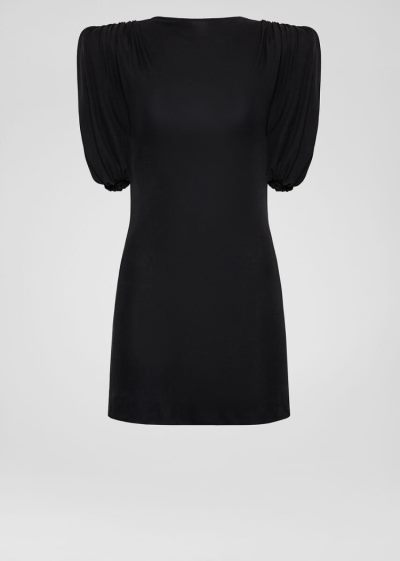 Versace Sculptural Shoulder Long Crêpe Top Αριστος γυναικεια μαυρα | N1HOMAA