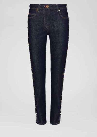 Versace Studded Jeans τζιν παντελονι γυναικεια μπλε | 7K7D5XQ