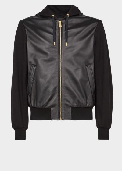 Versace Studded Medusa Κουκουλοφόρος δερματινα Jacket μπουφαν ανδρικα μαυρα | L3P0TP1