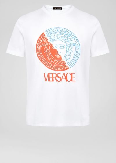 Versace Sustainable Medusa Logo T Shirt μπλουζακια ανδρικα ασπρα | BVWGNUA