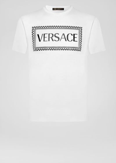 Versace Sustainable Vintage 90s Logo T Shirt μπλουζακια ανδρικα ασπρα | 48QW7TT