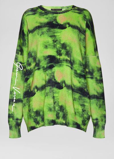 Versace Tie-Dye Cashmere Blend πουλοβερ Πουλόβερ γυναικεια πρασινο μαυρα | EEQ7G67