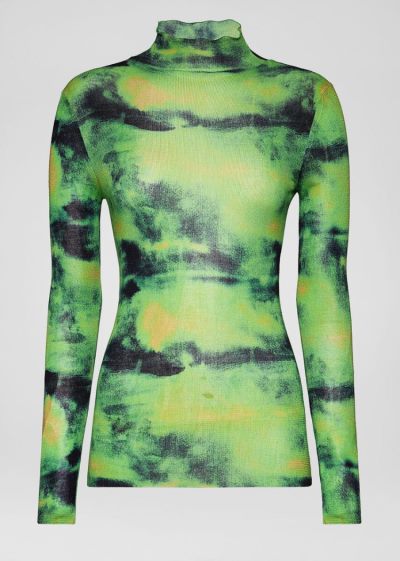 Versace Tie-Dye Silk πουλοβερ Πουλόβερ γυναικεια πρασινο μαυρα | ECISC9M