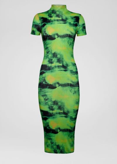 Versace Tie-Dye Silk φορεμα φορεμα γυναικεια πρασινο μαυρα | 0VRIN5A