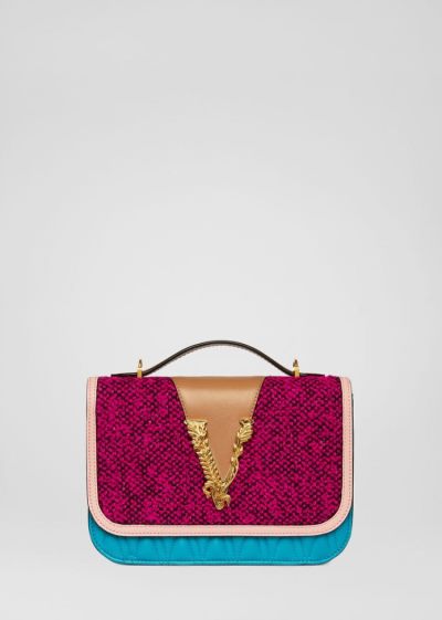 Versace Tweed Virtus Shoulder Bag Virtus Bag γυναικεια Πολύχρωμο | OOBIO5E