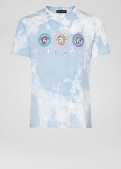 Versace Tye-Die Medusa T Shirt μπλουζακια ανδρικα μπλε | WGDXXKY