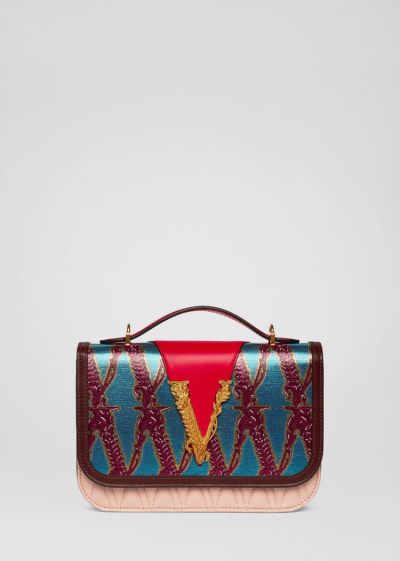 Versace V-Jacquard Virtus Shoulder Bag Virtus Bag γυναικεια Πολύχρωμο | ZB8ALS4