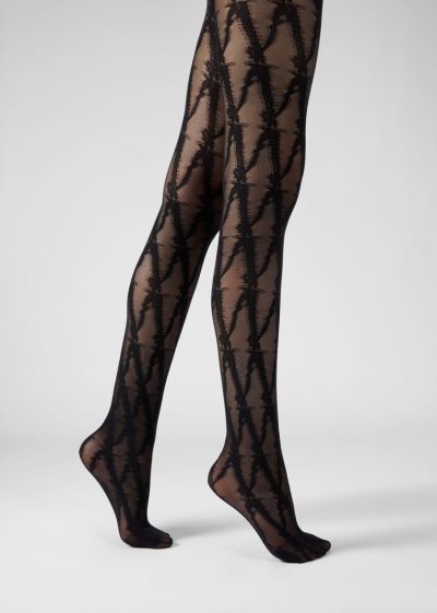 Versace V-Pattern Tights εσωρουχα γυναικεια μαυρα | 3RPBISF