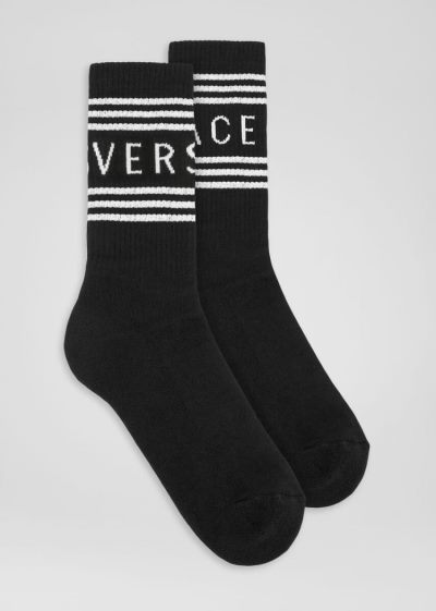 Versace Vintage Logo Socks καλτσεσ γυναικεια μαυρα | 2P4G542