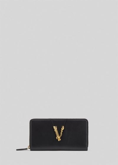 Versace Virtus Continental Wallet πορτοφολια γυναικεια μαυρα | W9IFUV3