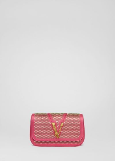 Versace Virtus Embellished Evening Bags γυναικεια ροζ | V5WIWEW