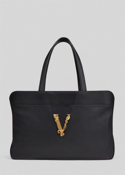 Versace Virtus Tote Bag Virtus Bag γυναικεια μαυρα | Q6OSX71