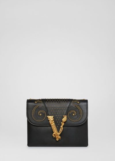 Versace Virtus Western Clutch Virtus Bag γυναικεια μαυρα | EMK9ONJ