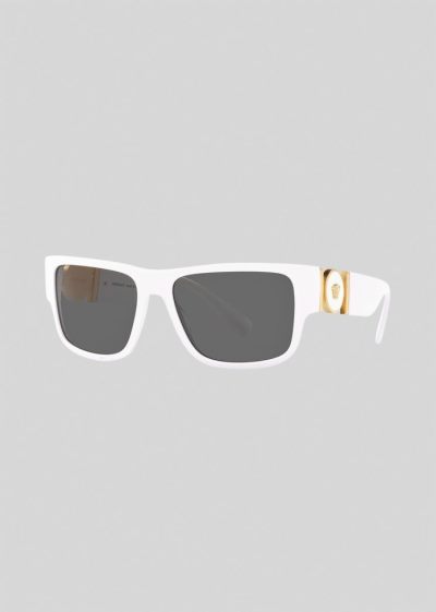 Versace White Squared Medusa Medallion γυαλια ηλιου ανδρικα ασπρα | NGBO1H0