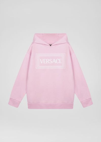 Versace Young 90s Vintage Logo Hoodie φουτερ με κουκουλα παιδικα ροζ | XXS4LRK