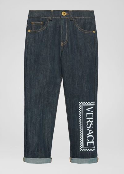 Versace Young 90s Vintage Logo Jeans τζιν παντελονι παιδικα μπλε | NPVAO9P