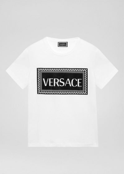 Versace Young 90s Vintage Logo T Shirt μπλουζακια παιδικα ασπρα | 8YFWMS0