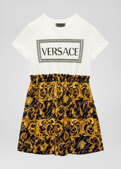 Versace Young Barocco Signature Print Logo φορεμα φορεμα παιδικα Πολύχρωμο | 4F1E76I