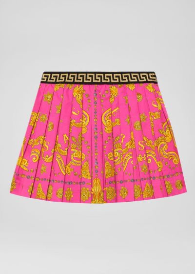 Versace Young Barocco Western Print Skirt φουστεσ παιδικα φουξια ροζ | 5XYUDVB