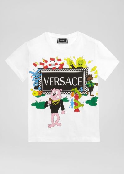 Versace Young Cartoon 90s Vintage Logo T Shirt μπλουζακια παιδικα ασπρα | WP0DKF1