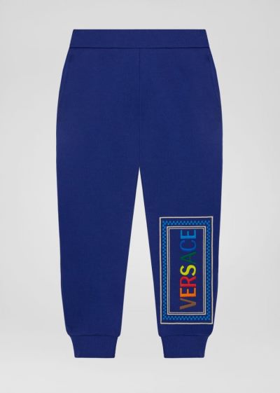 Versace Young Embroidered 90s Vintage Logo Trackpants παντελόνι παιδικα μπλε | JMLJ8GR