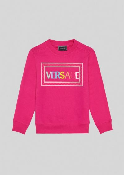 Versace Young Embroidered 90s Vintage Logo Sweatshirt φουτερ παιδικα ροζ | V7QL0CV