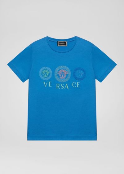 Versace Young Medusa Logo T Shirt μπλουζακια παιδικα μπλε | SP0UD7L