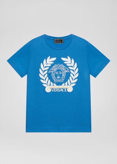 Versace Young Medusa Logo T Shirt μπλουζακια παιδικα μπλε | XZVI6WA