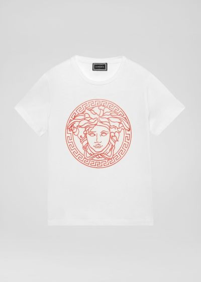 Versace Young Medusa Motif T Shirt μπλουζακια παιδικα ασπρα | EBRLUQO