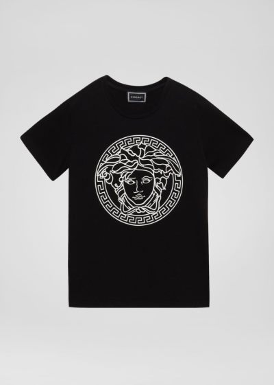 Versace Young Medusa Motif T Shirt μπλουζακια παιδικα μαυρα | OUXM1NW