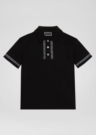 Versace Young Nastro Polo Shirt μπλουζακια πολο παιδικα μαυρα | AKCZ7IQ