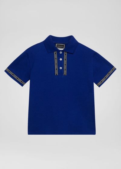 Versace Young Nastro Polo Shirt μπλουζακια πολο παιδικα μπλε | NUIJV9Q
