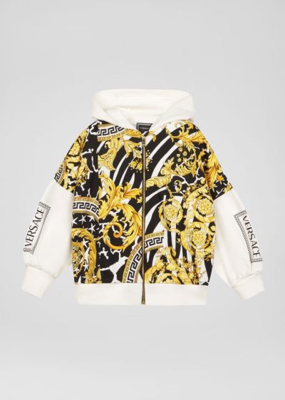 Versace Young Savage Barocco Motif Hoodie φουτερ με κουκουλα παιδικα Πολύχρωμο | MOS789L