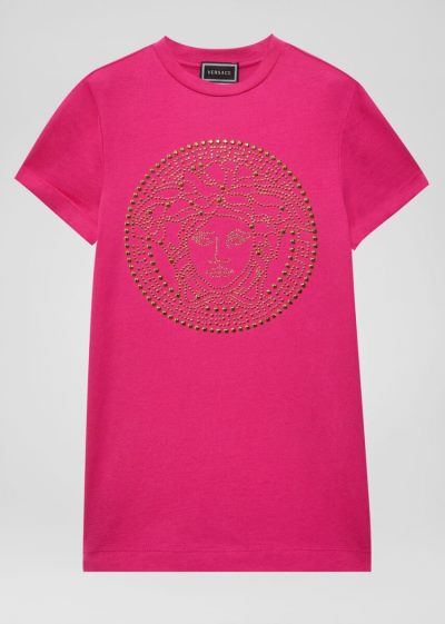 Versace Young Studded Medusa T Shirt φορεμα φορεμα παιδικα ροζ | AEN2HBM