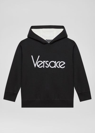 Versace Young Vintage Logo Hoodie φουτερ με κουκουλα παιδικα μαυρα | P186ESF