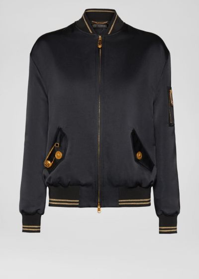 Versace Ασφαλείας Pin Bomber Jacket μπουφαν γυναικεια μαυρα | MTFWDZ6