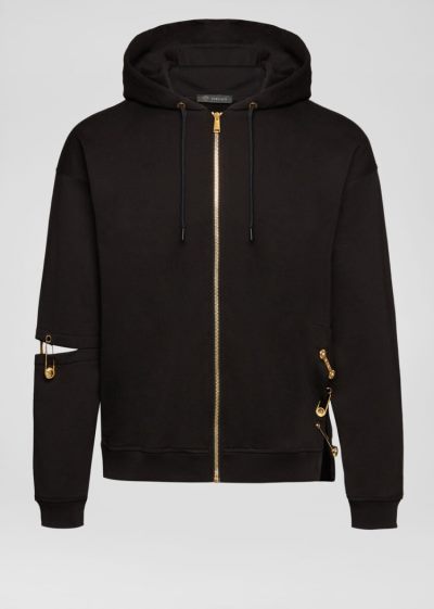 Versace Ασφαλείας Pin Hoodie Φούτερ ανδρικα μαυρα | 54R42Q2