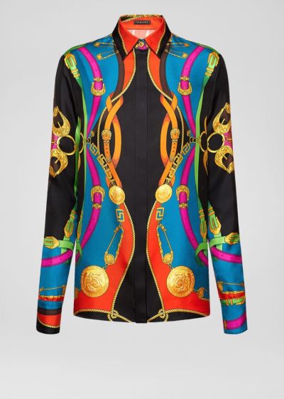 Versace Μπλούζες Barocco Rodeo Print Silk Shirt πουκαμισα γυναικεια Πολύχρωμο | NI6XVEH