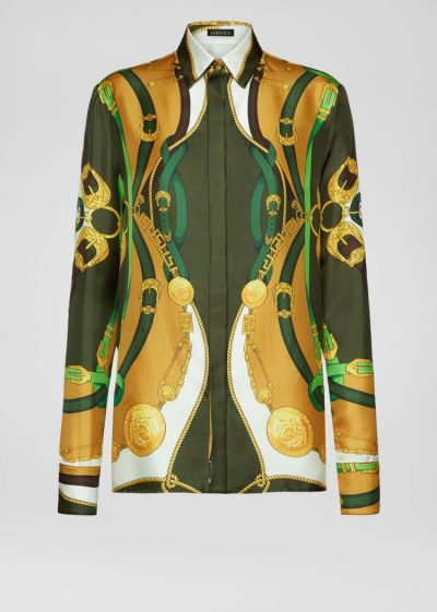 Versace Μπλούζες Barocco Rodeo Print Silk Shirt πουκαμισα γυναικεια Πολύχρωμο | TLU7BO1