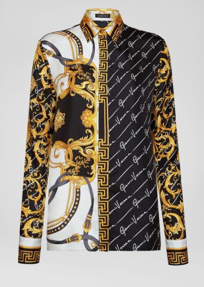 Versace Μπλούζες Barocco Signature Print Silk Shirt πουκαμισα γυναικεια Πολύχρωμο | ZV67SSO