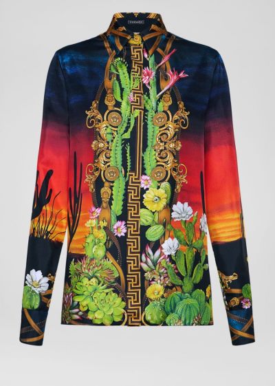Versace Μπλούζες Desert Nights Print Silk Shirt πουκαμισα γυναικεια Πολύχρωμο | 5ONTUQ1