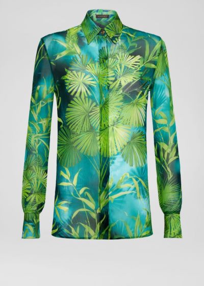 Versace Μπλούζες Jungle Print Silk Muslin Shirt πουκαμισα γυναικεια Πολύχρωμο | HVOQXHG