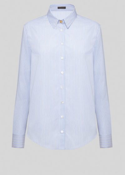 Versace Μπλούζες Striped βαμβακερα Shirt πουκαμισα γυναικεια μπλε | KN92BPN